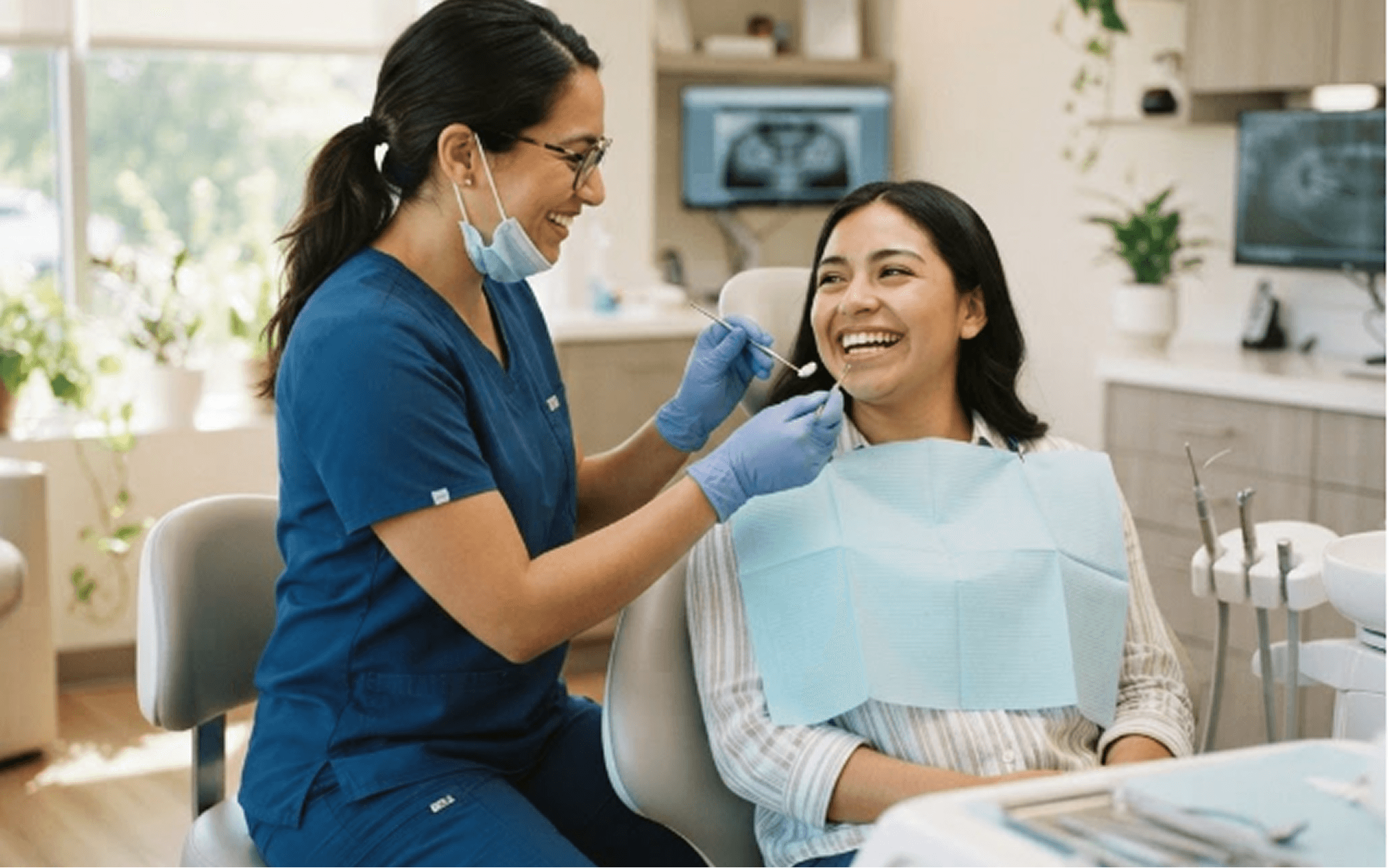 Dentist examining patient in a modern clinic